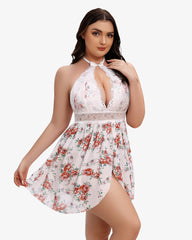 Plus Size Lace Snap Crotch Babydolls