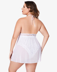 Plus Size Lace Snap Crotch Babydolls