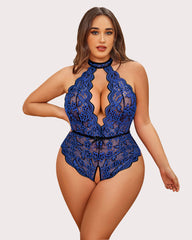 Plus Size Lace Bodysuit Halter Teddy