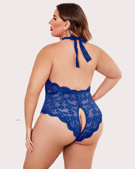 Plus Size Lace Bodysuit Halter Teddy