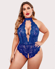 Plus Size Lace Bodysuit Halter Teddy