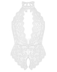 Plus Size Lace Bodysuit Halter Teddy