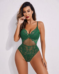 Snap Crotch Bodysuit Lace Teddy