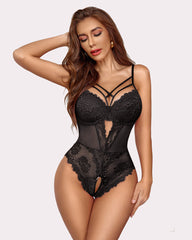 Floral Lace Harness Bodysuit One Piece