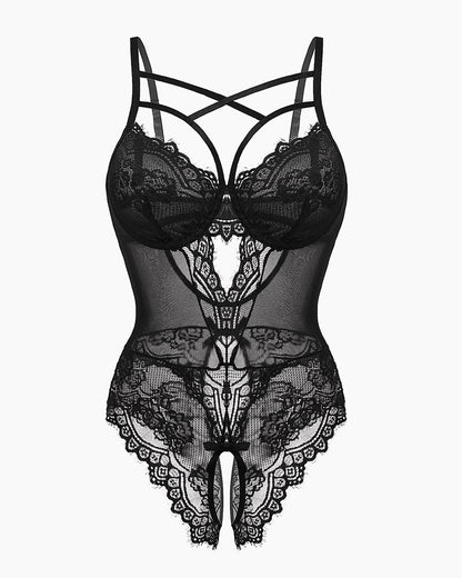 Body cu ham din dantela florala