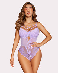 Floral Lace Harness Bodysuit One Piece