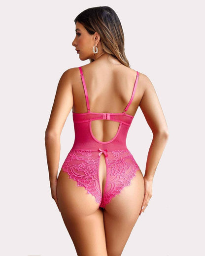 Body cu ham din dantela florala