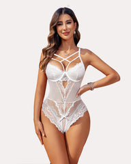 Floral Lace Harness Bodysuit One Piece