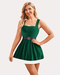 Santa Velvet A Line Dress with Belt