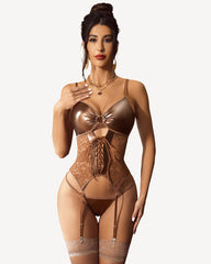 Corset Din Imitatie Piele Cu Portjartiere