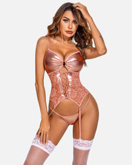 Corset Din Imitatie Piele Cu Portjartiere