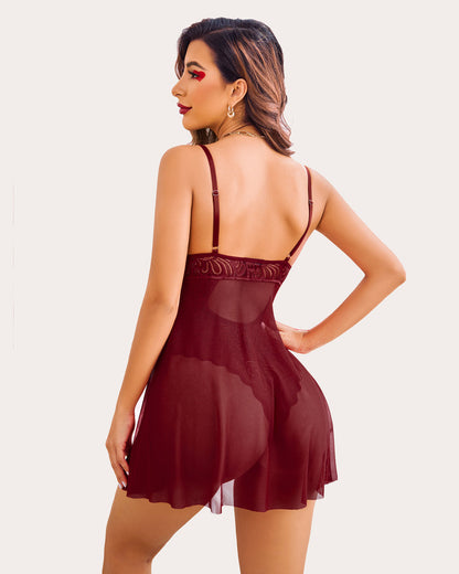 Cămașă de noapte Floral Snap Crotch Teddy Lace