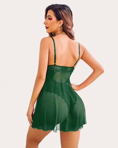 Cămașă de noapte Floral Snap Crotch Teddy Lace