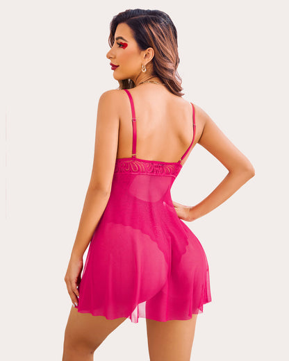 Cămașă de noapte Floral Snap Crotch Teddy Lace