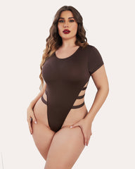 Cut Out Short Sleeve BodySuits Leotard Tops