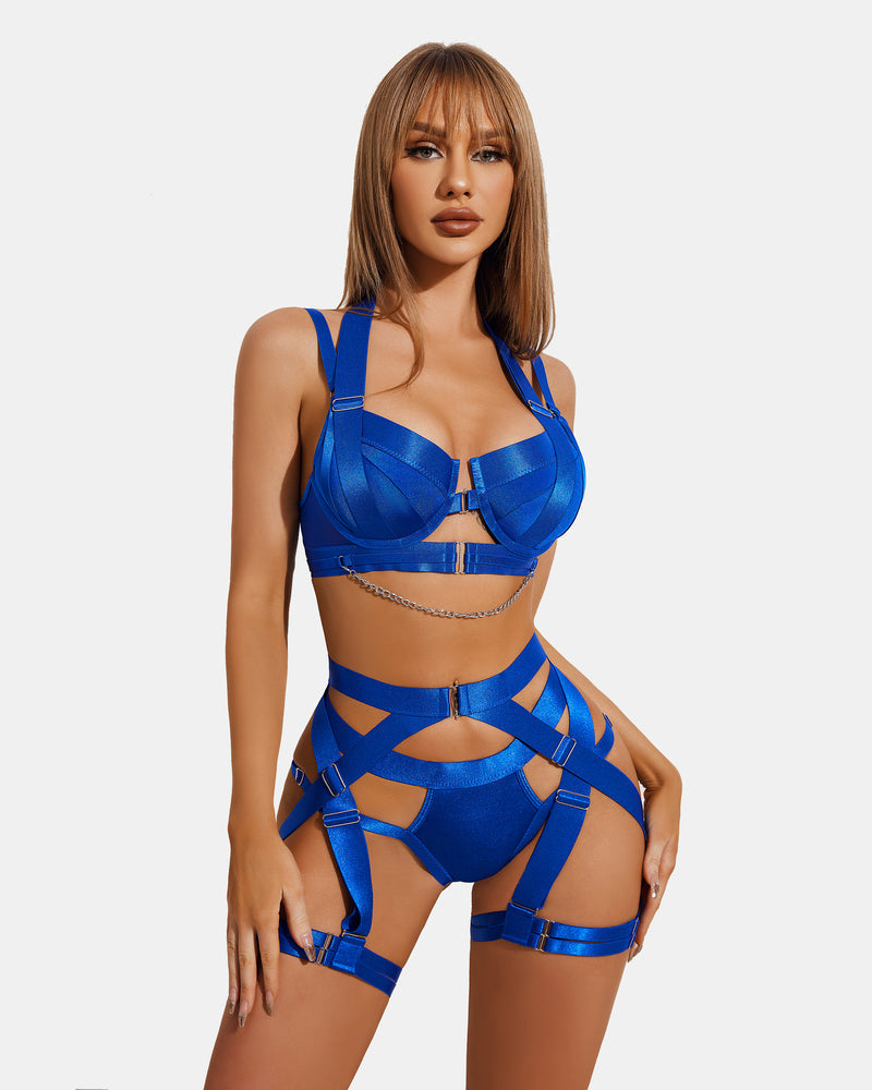 Underwire Lingerie Garter Set with Chain