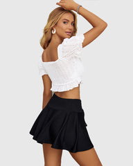 Pleated Drawstring High Waist Skirt