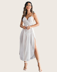 Mesh Nightdress Strappy Exotic Side Slits Sleepwear