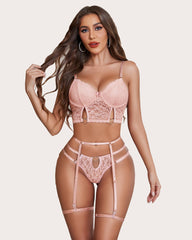 Matching 4 Piece Push Up Lingerie Set