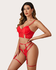 Matching 4 Piece Push Up Lingerie Set