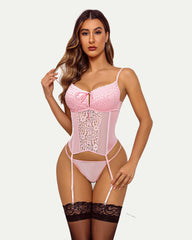 Garter Lingerie Set Tummy Control Teddy