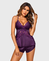 Set pijama satin Silky 2 piese Pj Short Sets