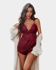 Satin Pajama Set Silky 2 Piece Pj Short Sets