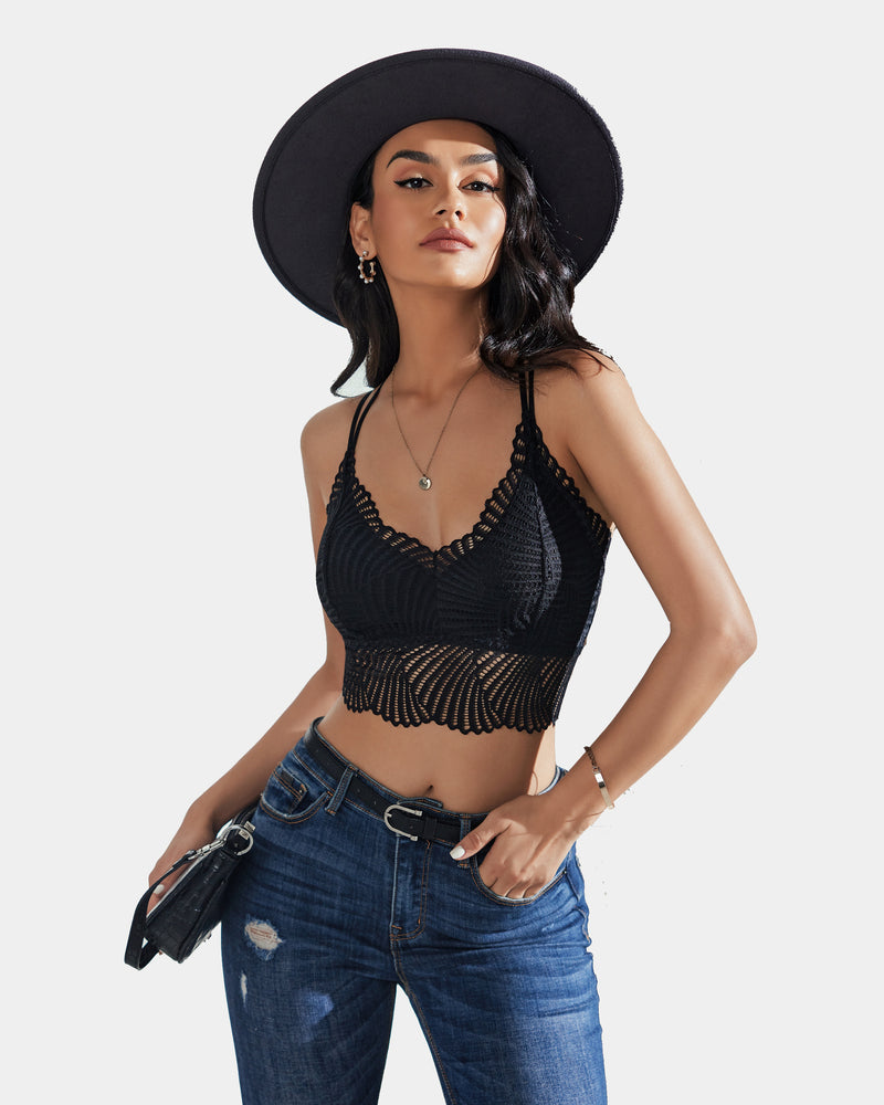 V Neck Racerback Adjustable Strap Crop Top