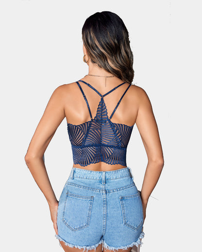 V Neck Racerback Adjustable Strap Crop Top
