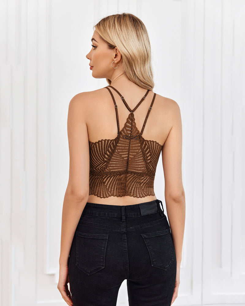 V Neck Racerback Adjustable Strap Crop Top