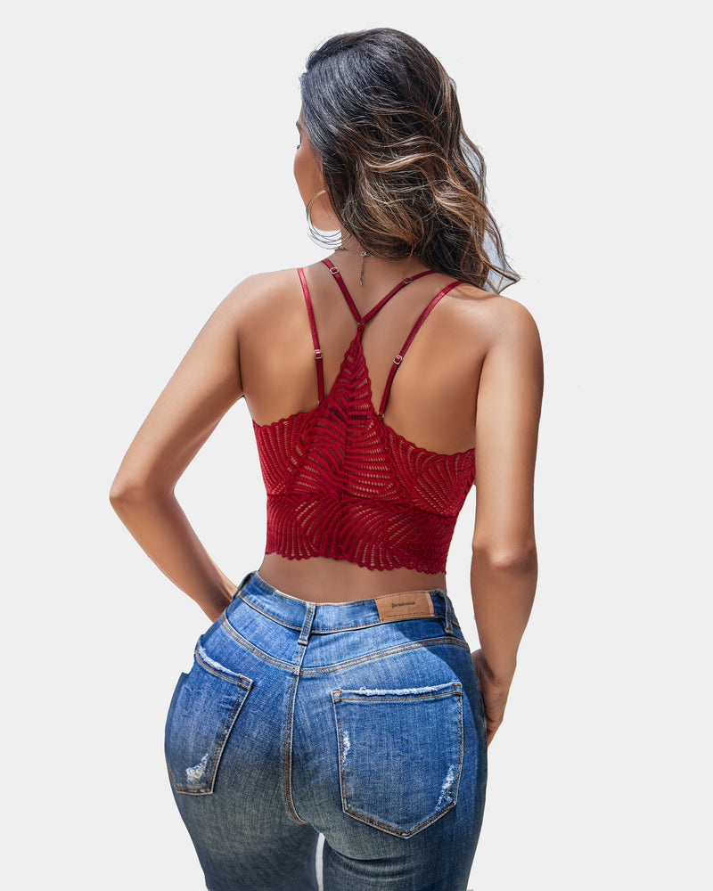 V Neck Racerback Adjustable Strap Crop Top
