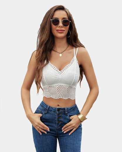 V Neck Racerback Adjustable Strap Crop Top