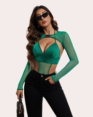 Buckle Shrug Bodysuit Crop Top Set