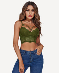 Lace Bustier Tops Two Layer Supportive Push Up Bralette Cami Tank Top