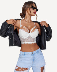 Lace Bustier Tops Two Layer Supportive Push Up Bralette Cami Tank Top