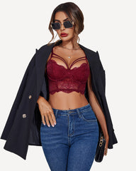 Lace Bustier Tops Two Layer Supportive Push Up Bralette Cami Tank Top