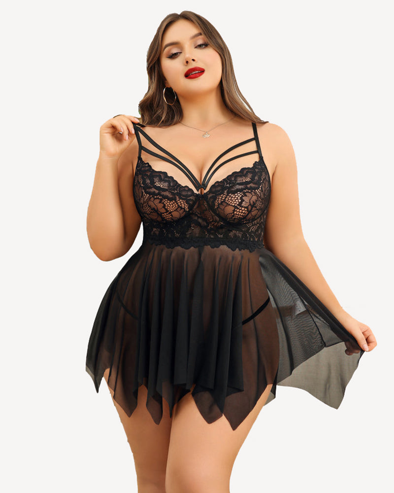 Cămăși de noapte Babydoll Mireasă din Dantela Plus Size