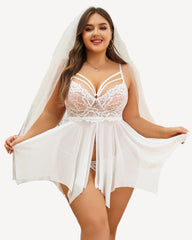 Cămăși de noapte Babydoll Mireasă din Dantela Plus Size