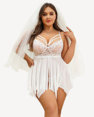 Cămăși de noapte Babydoll Mireasă din Dantela Plus Size