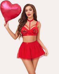 Two Pieces Push Up Lingerie Outfits with Underwire