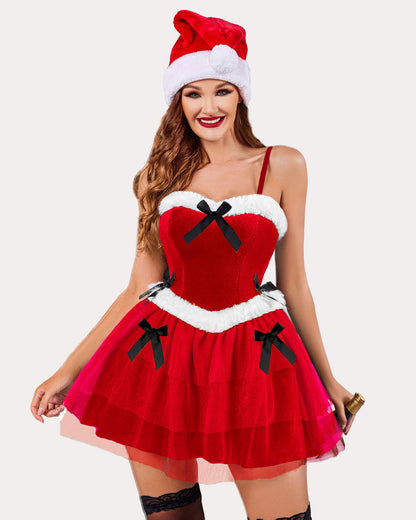 Rochie Corset Bustier Costume Mos Craciun