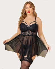 Plus Size Mesh Lace Exotic Babydoll Nightgowns