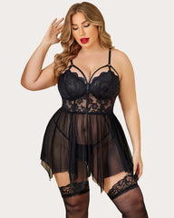 Plus Size Mesh Lace Exotic Babydoll Nightgowns