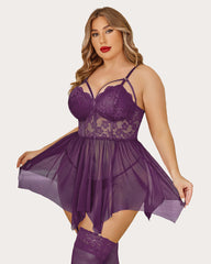 Plus Size Mesh Lace Exotic Babydoll Nightgowns