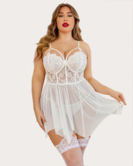 Plus Size Mesh Lace Exotic Babydoll Nightgowns