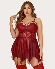 Plus Size Mesh Lace Exotic Babydoll Nightgowns