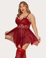 Plus Size Mesh Lace Exotic Babydoll Nightgowns