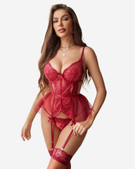 Lace Corset Lingerie Set Skirt Garter