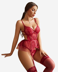 Corset Dantela Set Lenjerie Fusta Jartieră