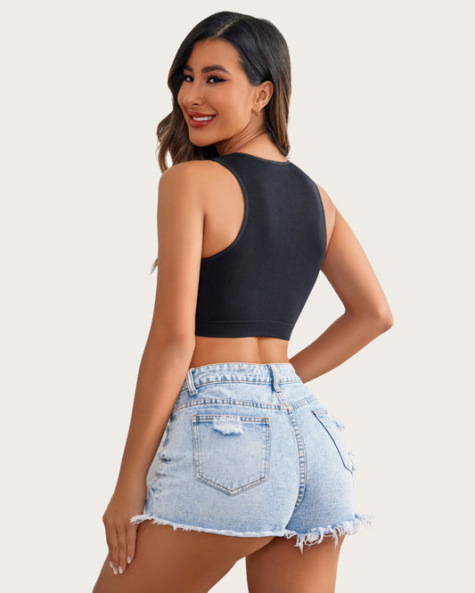 Fishnet Top Cut Out Cropped Tank Top